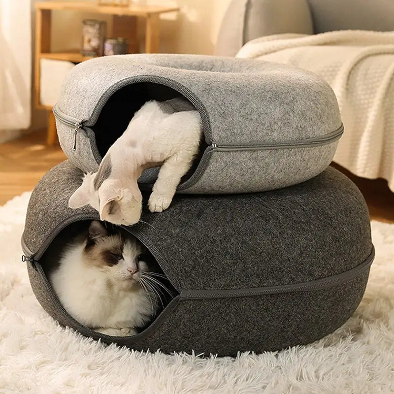 2-in-1 Donut Cat Tunnel Bed and Hideaway